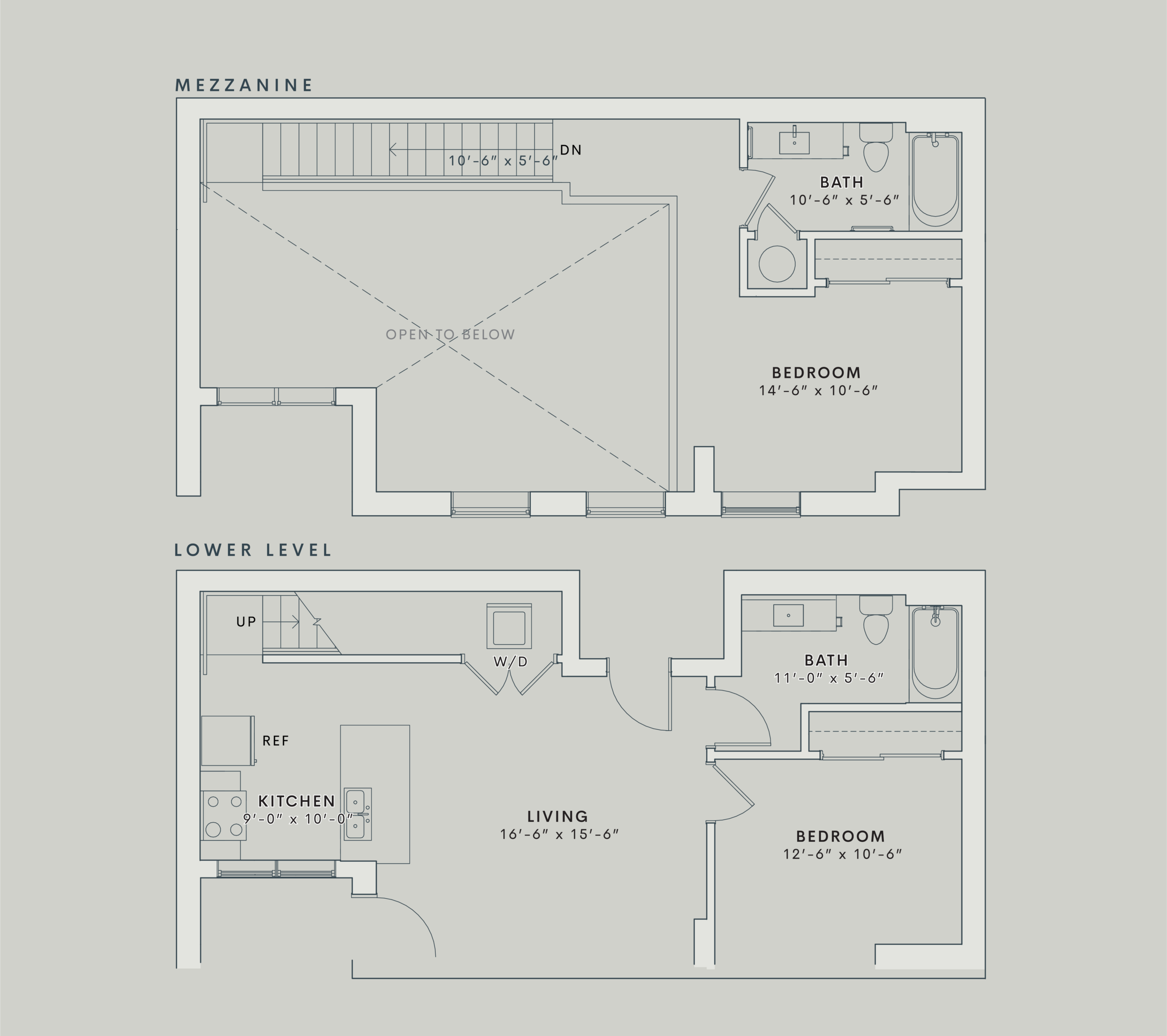 2-story 2 bedroom floorplan for The Mae